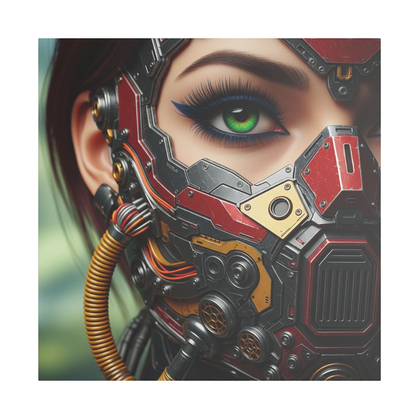 Stretched Canvas Art Print, Futuristic Wall Decor, Cyberpunk Artwork, Modern Home Decor, Unique Gift for Tech Lovers