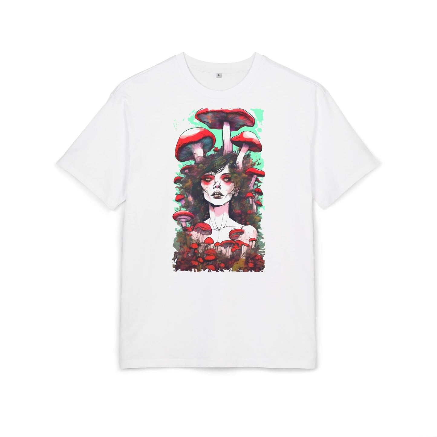 Mystical Mushroom Art Oversize Tee | Unisex Heavy Tee, Boho Style Shirt, Nature Lover Gift, Festival Wear, Graphic Tee, Eco-Friendly Fashion