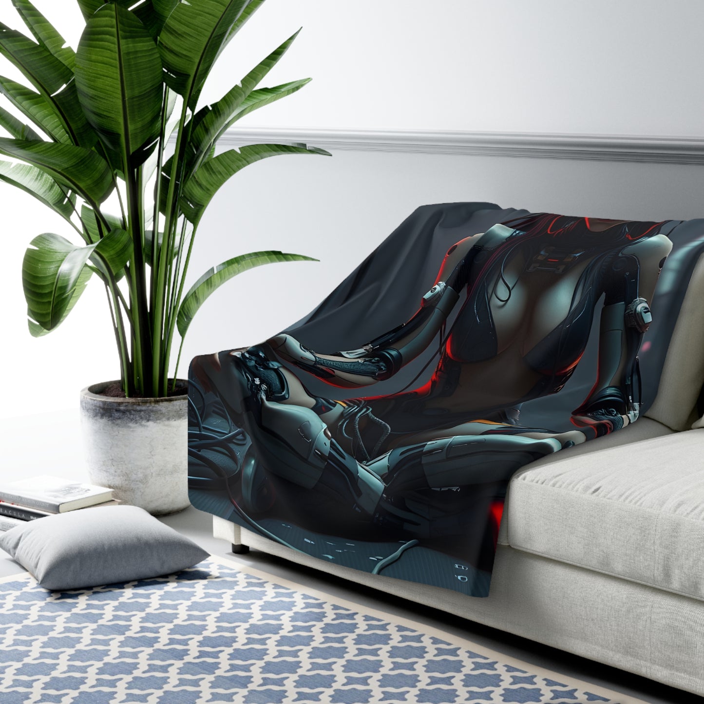 Cyber Sherpa Fleece Blanket - Cozy Aesthetic Home Decor