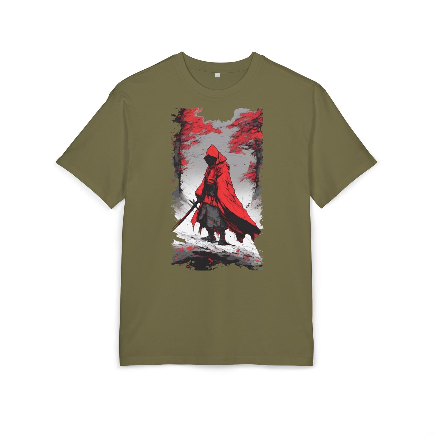 Stylish Unisex Heavy Oversize Tee - Red Hooded Figure Design, Graphic Tee, Casual Wear, Streetwear, Gifts for Men and Women