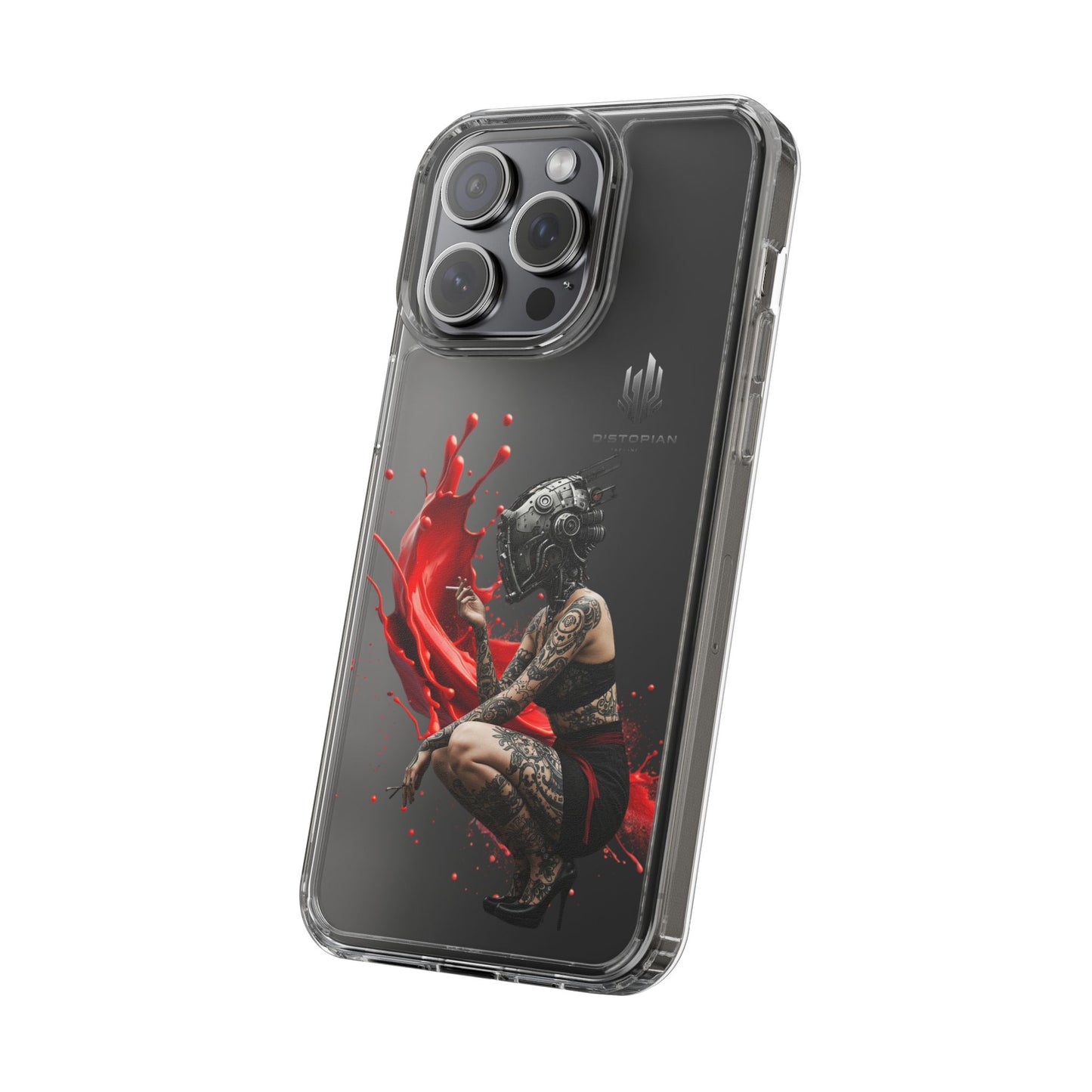 Dystopian Art Clear Phone Case - Futuristic Style with Bold Design