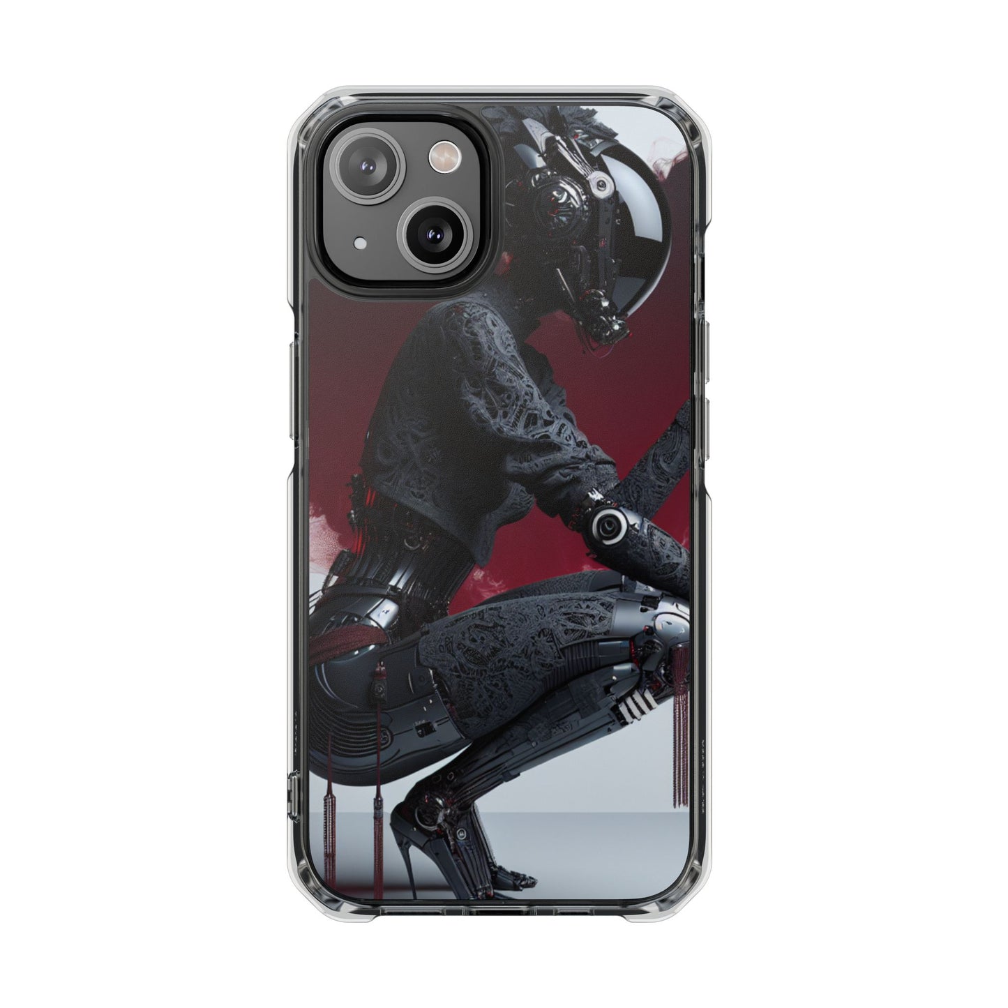 Cyber Design Magnetic Phone Case, Clear Mobile Cover, Gothic Style, Halloween Gift, Celestial Protection Accessory