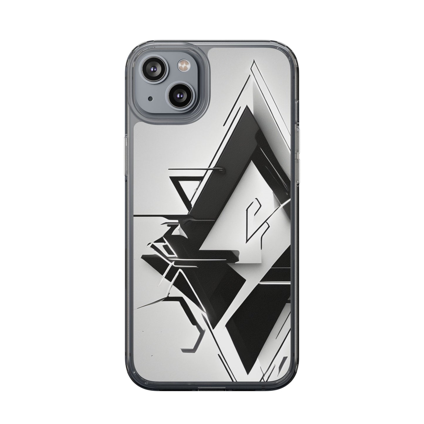 Clear Phone Case with Abstract Edgy Design Print
