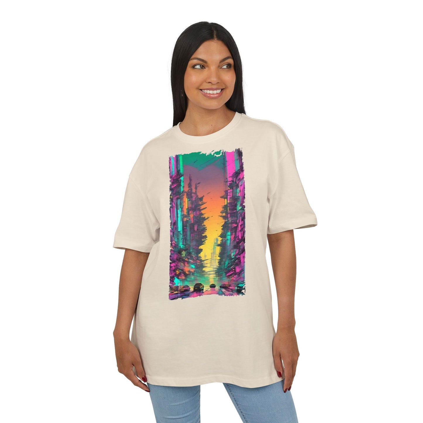 Vibrant Nature Sunset Unisex Oversize Tee, Cozy Graphic Shirt for Nature Lovers, Trendy Casual Wear, Gift for Friends, Summer Fashion