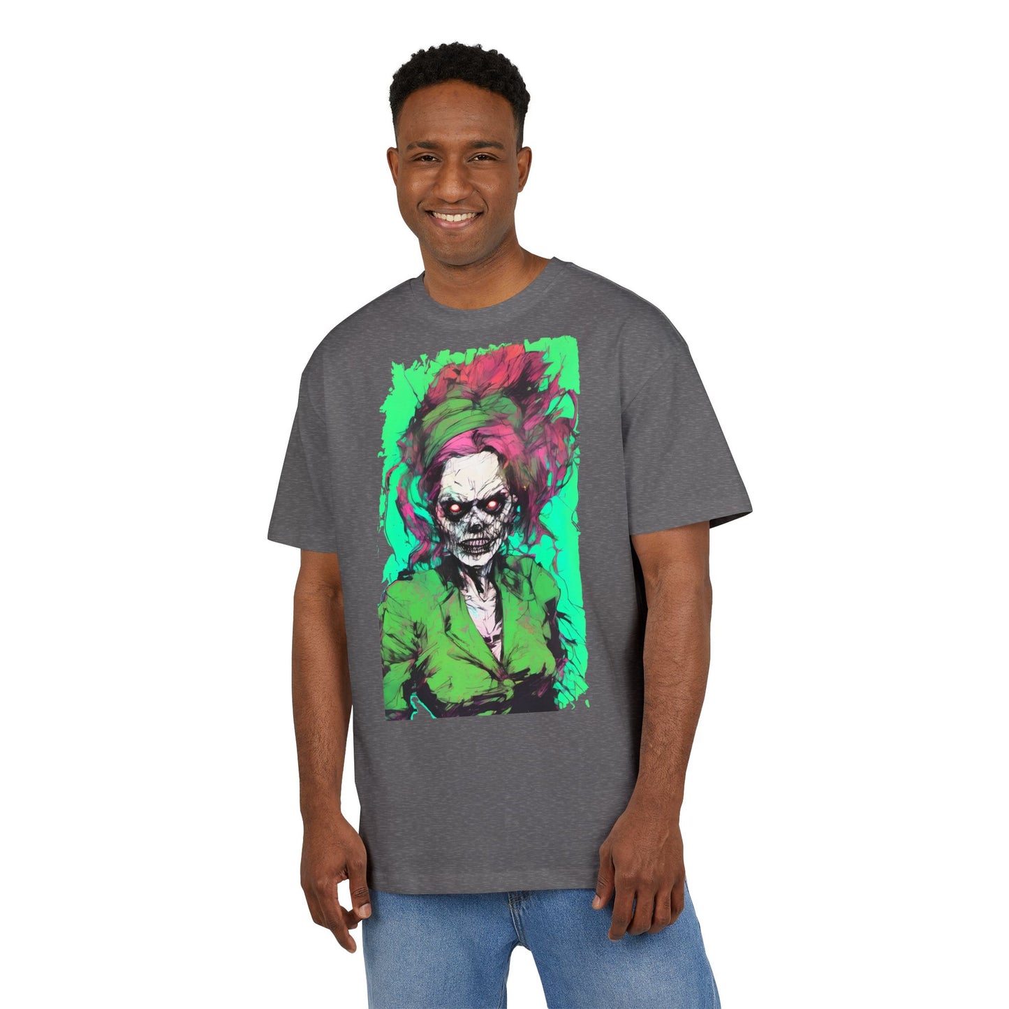 Vibrant Skull Art Oversize Tee, Unisex Graphic Tee, Edgy Streetwear Shirt, Perfect for Halloween, Gift for Art Lovers, Casual Comfort
