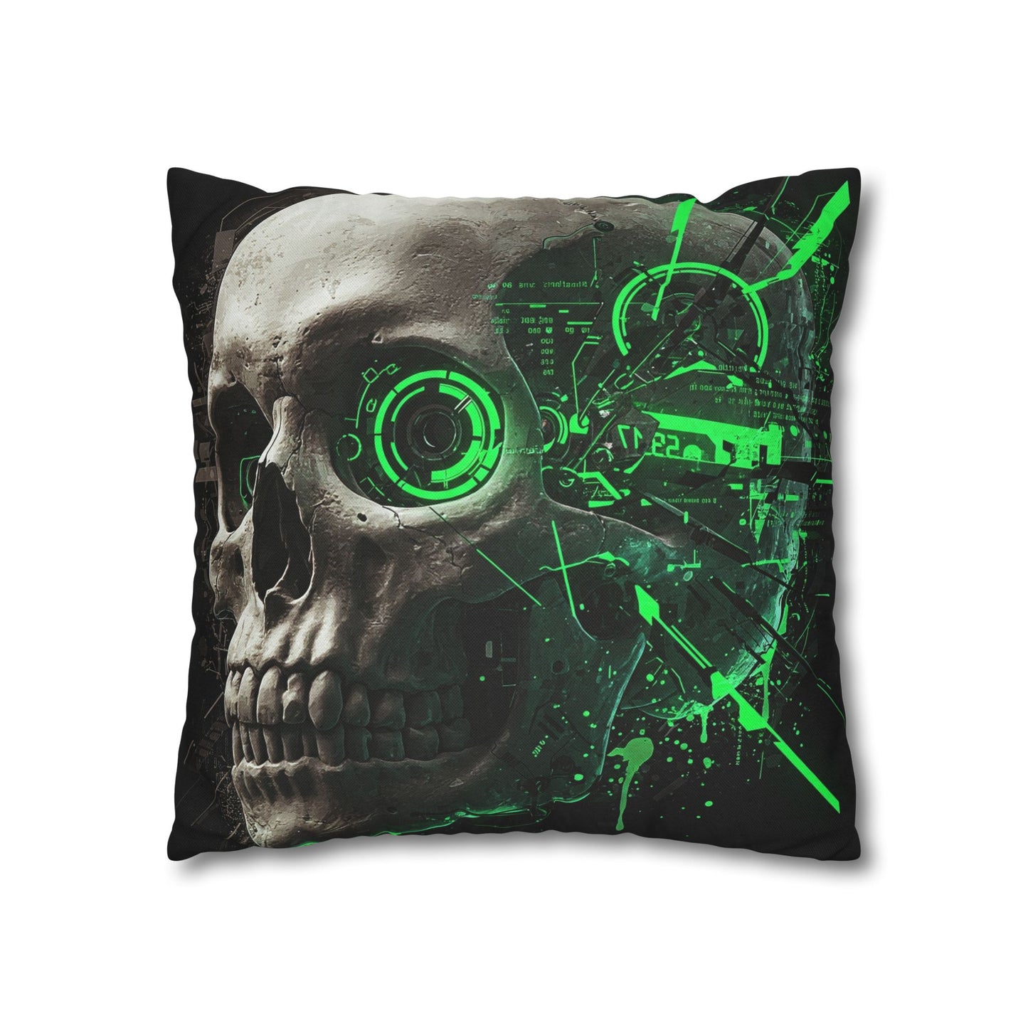 Futuristic Skull Pillowcase - Edgy Home Decor, Gothic Accessories, Cyberpunk Living Room, Halloween Decorations, Unique Gift Idea