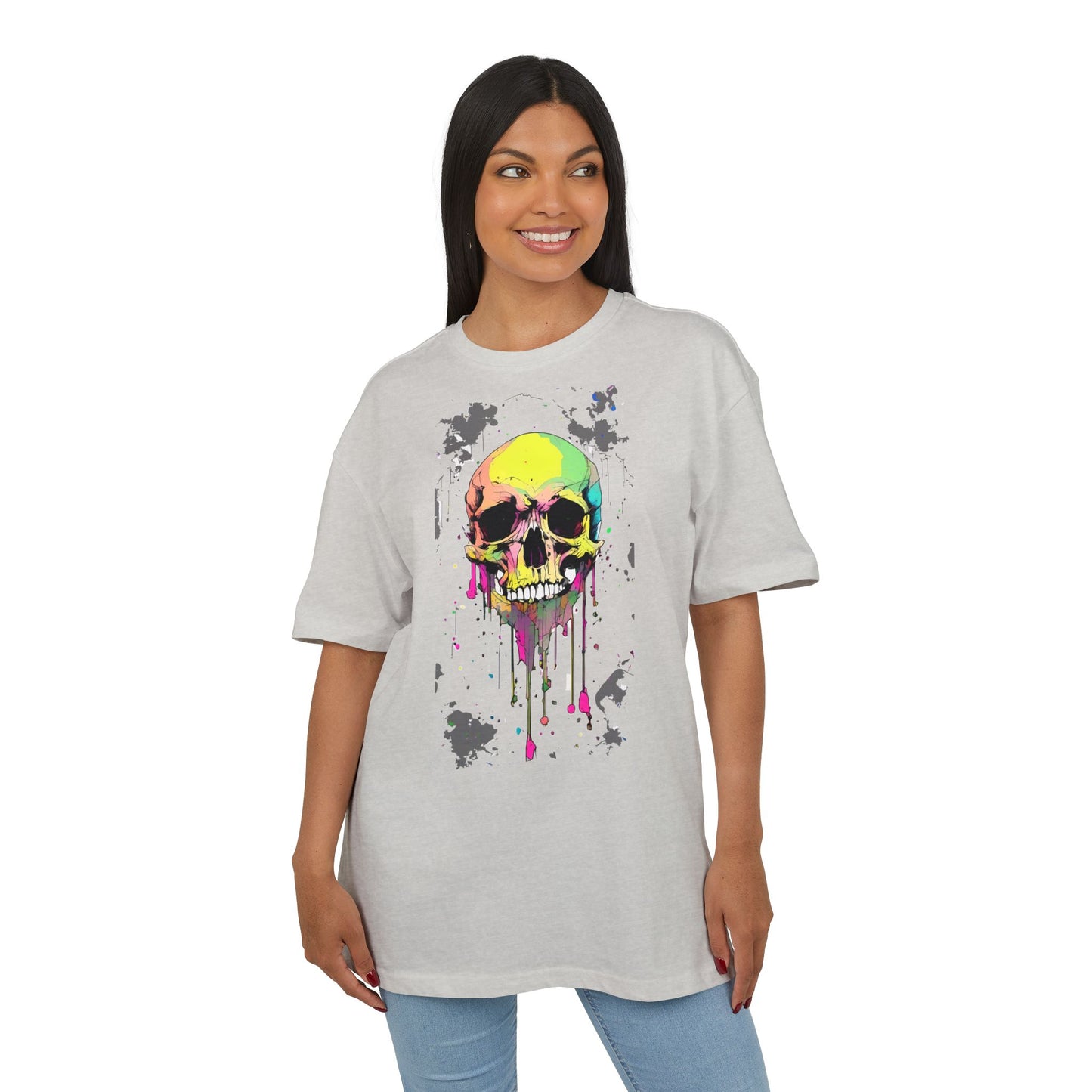 Colorful Skull Oversized Tee - Edgy Graphic Shirt for Casual Wear, Street Style, Gifts, etc.