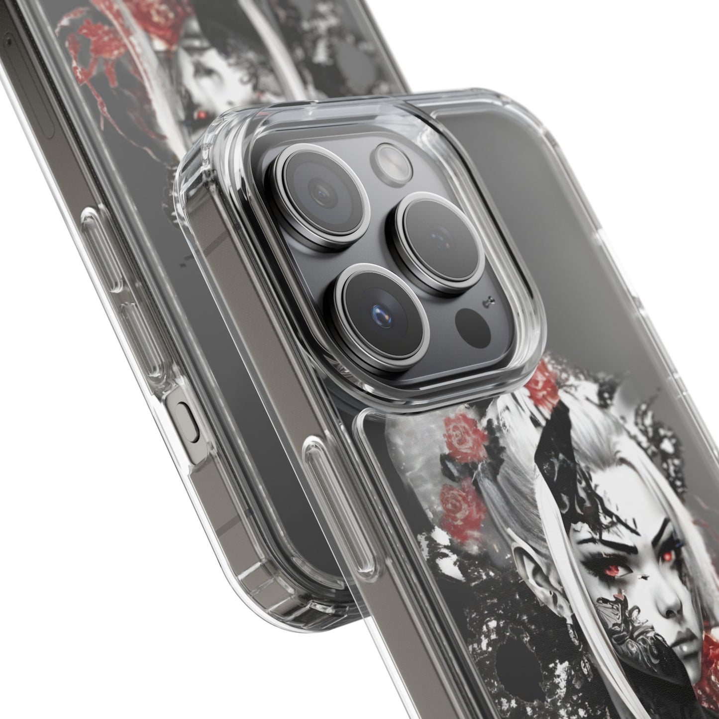 Artistic Clear Phone Case with Floral Design