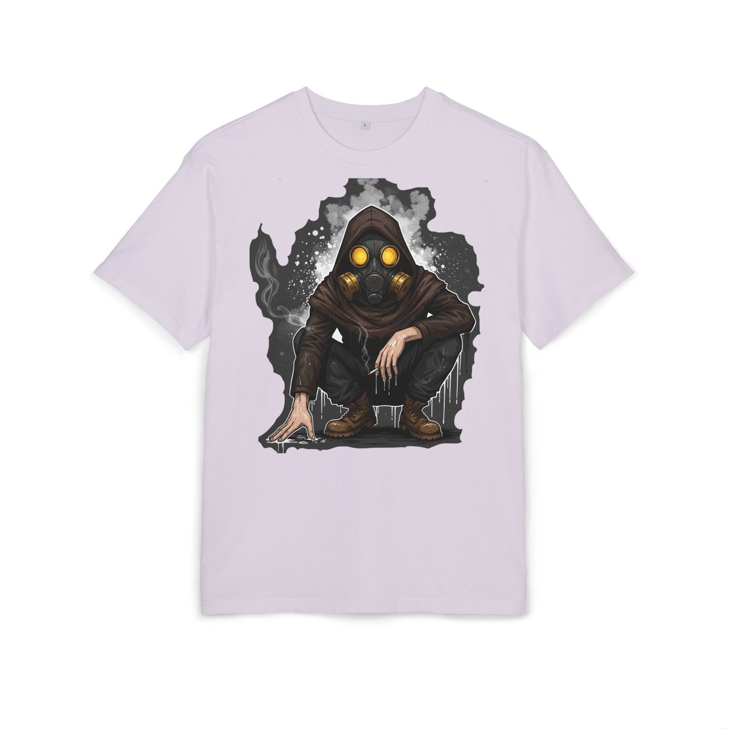 Gothic Gas Mask Unisex Heavy Oversize Tee, Streetwear Graphic Tee, Casual T-Shirt, Halloween Costume Top, Unique Gift Idea