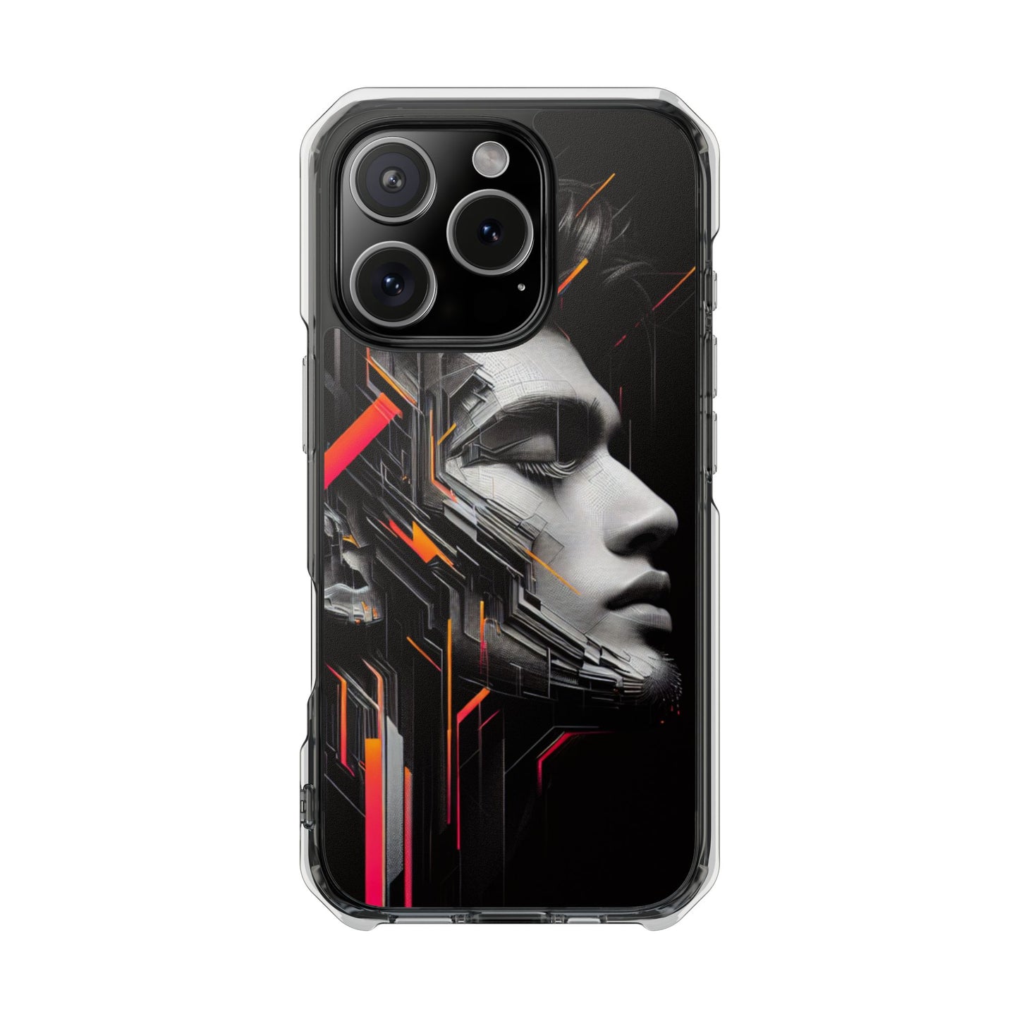 Magnetic Clear Impact Cases with Abstract Graphic, Stylish Phone Protection, Modern Gift for Tech Lovers, Unique Case