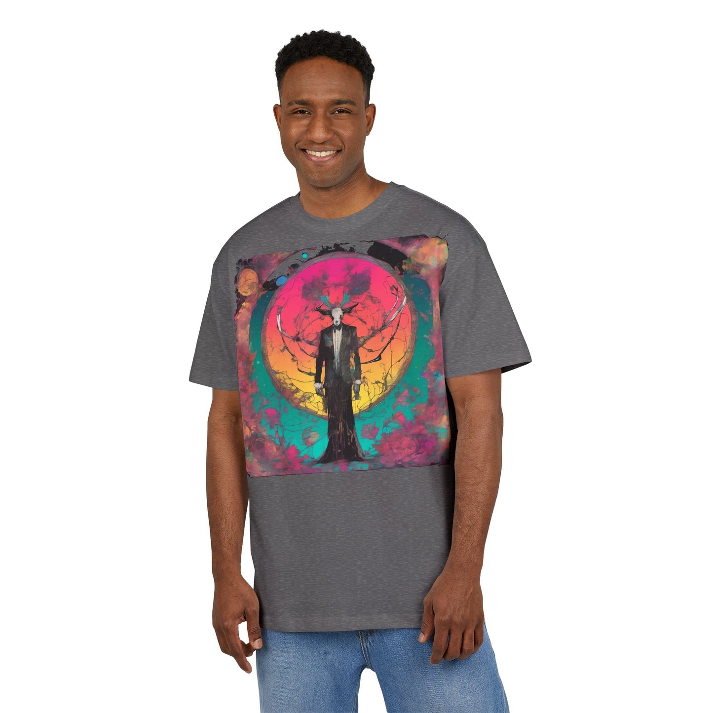 Vibrant Artistic Oversize Tee - Unisex Heavyweight T-Shirt, Bohemian Style, Gift for Art Lovers, Festival Wear, Casual Chic
