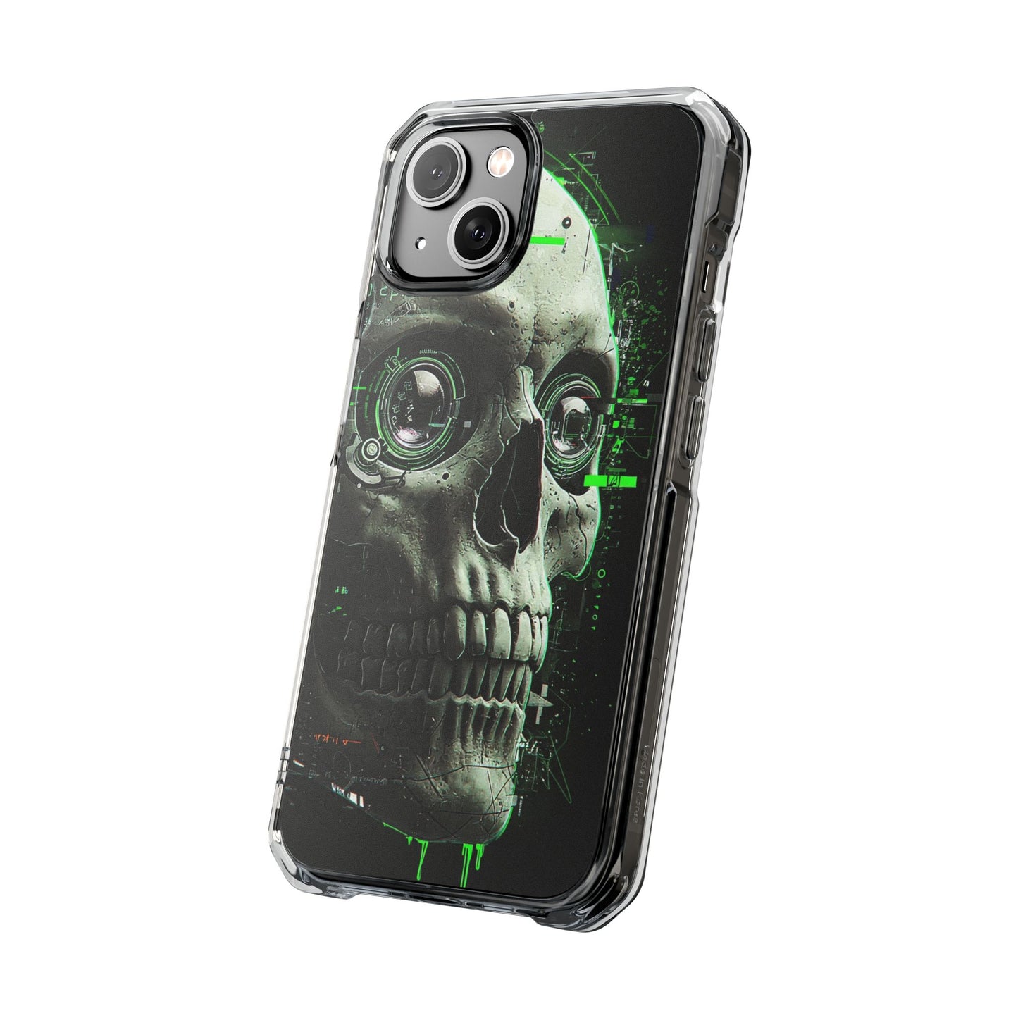 Gothic Skull Phone Case, Cyberpunk Design, Clear Impact Protection, Unique Gift for Him, Halloween Accessories, Tech Lover