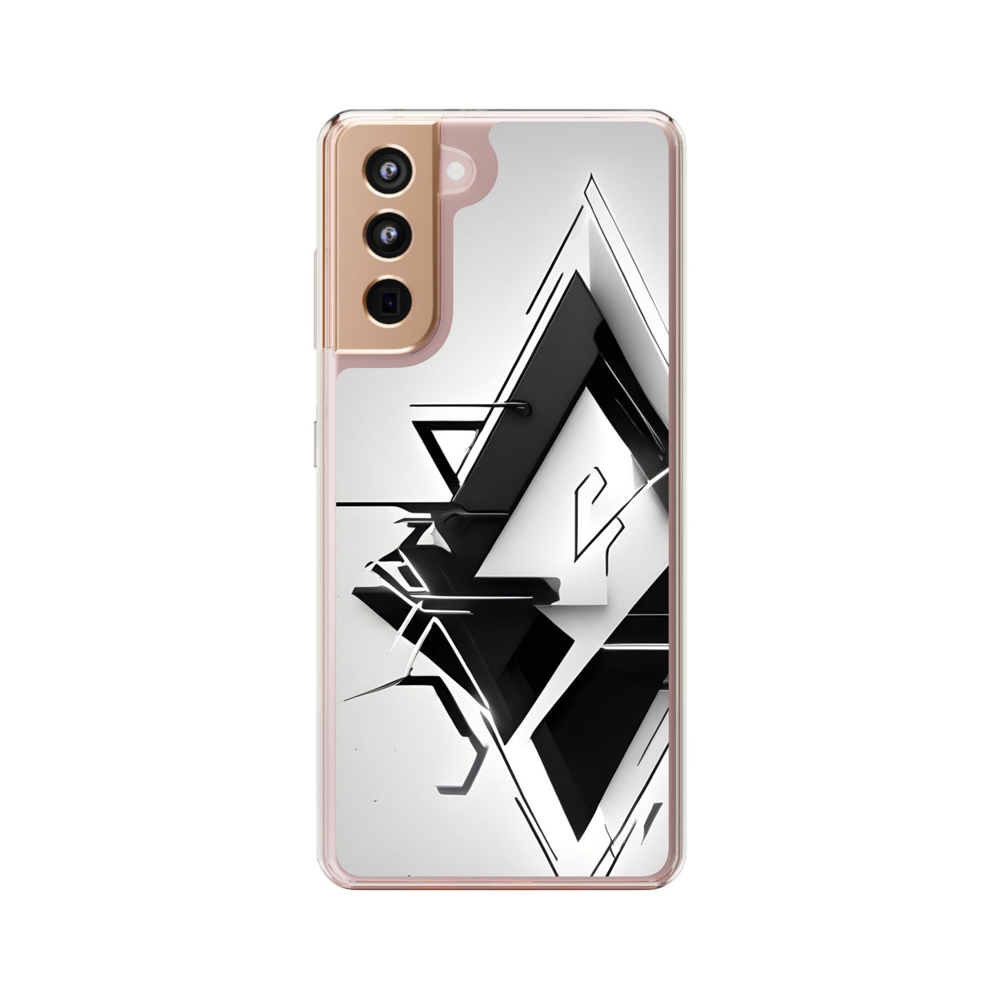 Clear Phone Case with Abstract Edgy Design Print