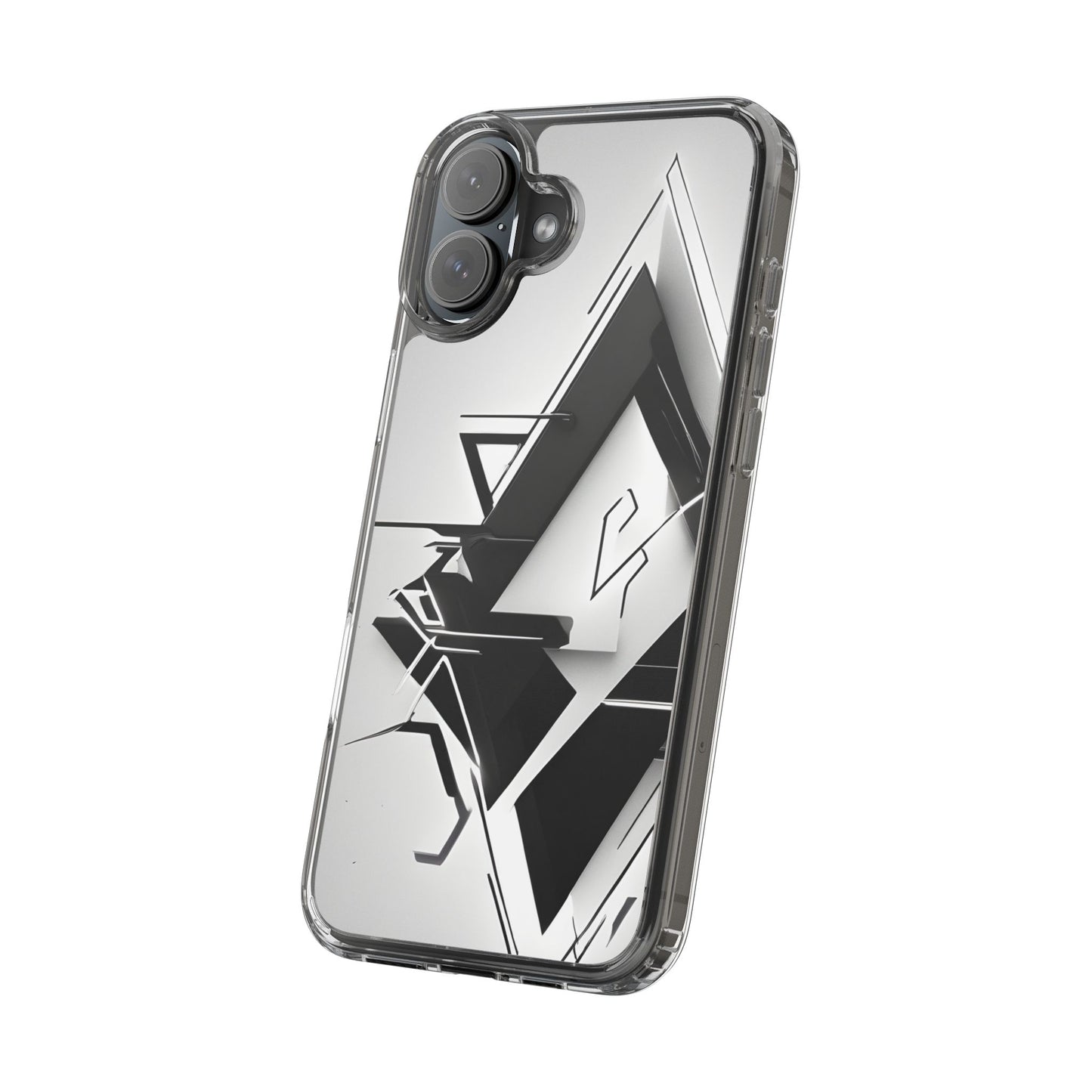 Clear Phone Case with Abstract Edgy Design Print
