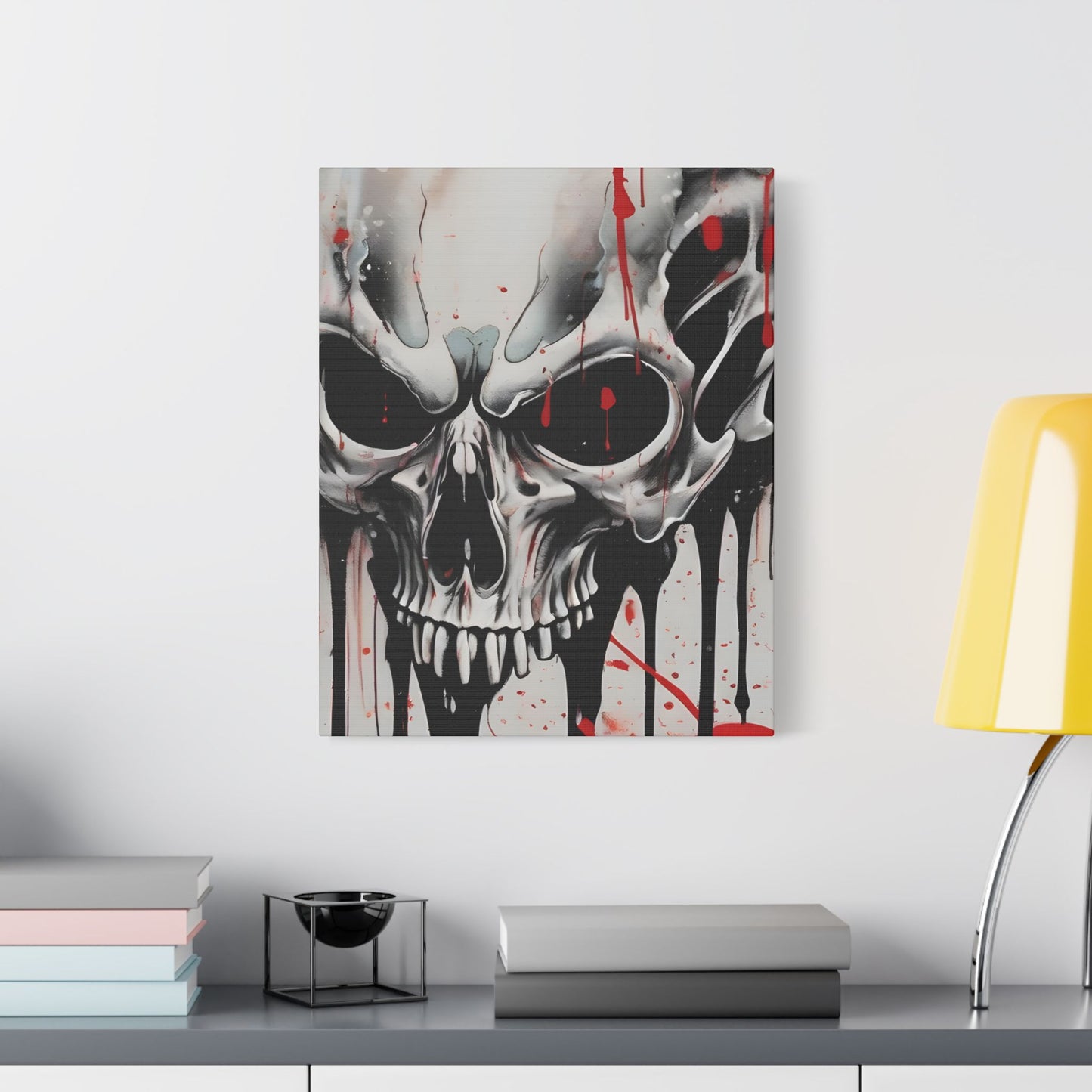 Skull Canvas Art, Edgy Wall Decor for Gothic, Halloween, and Alternative Aesthetics, Perfect for Home or Studio
