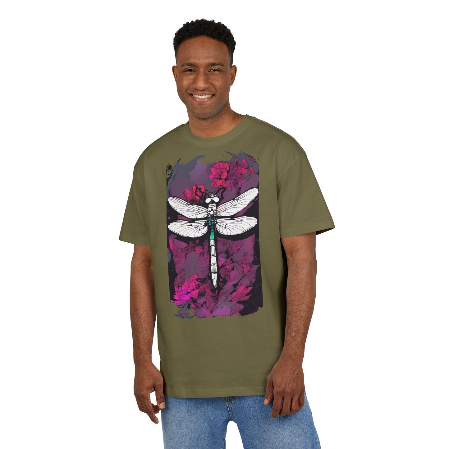 Dragonfly Art Unisex Heavy Oversize Tee, Nature Lover Shirt, Gift for Her, Artistic Tee, Summer Fashion, Relaxed Fit Clothing