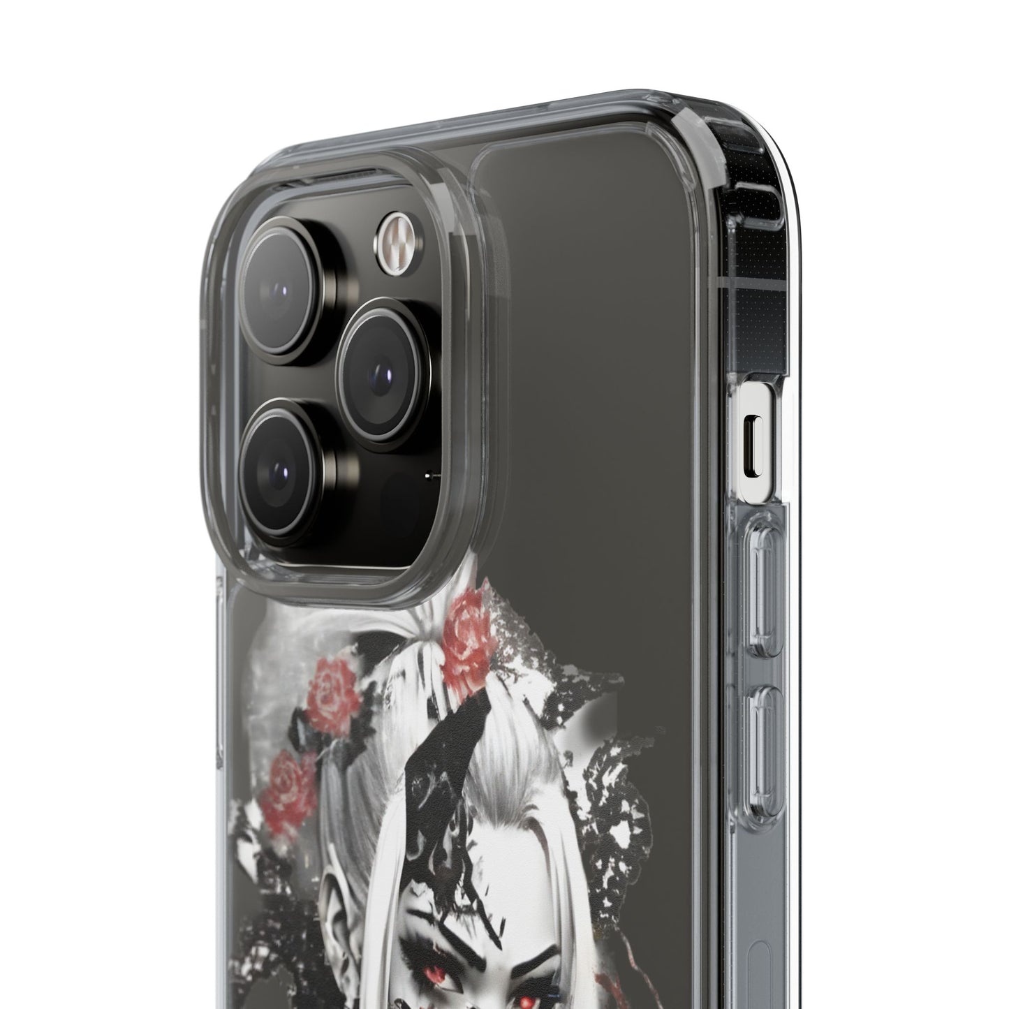 Artistic Clear Phone Case with Floral Design