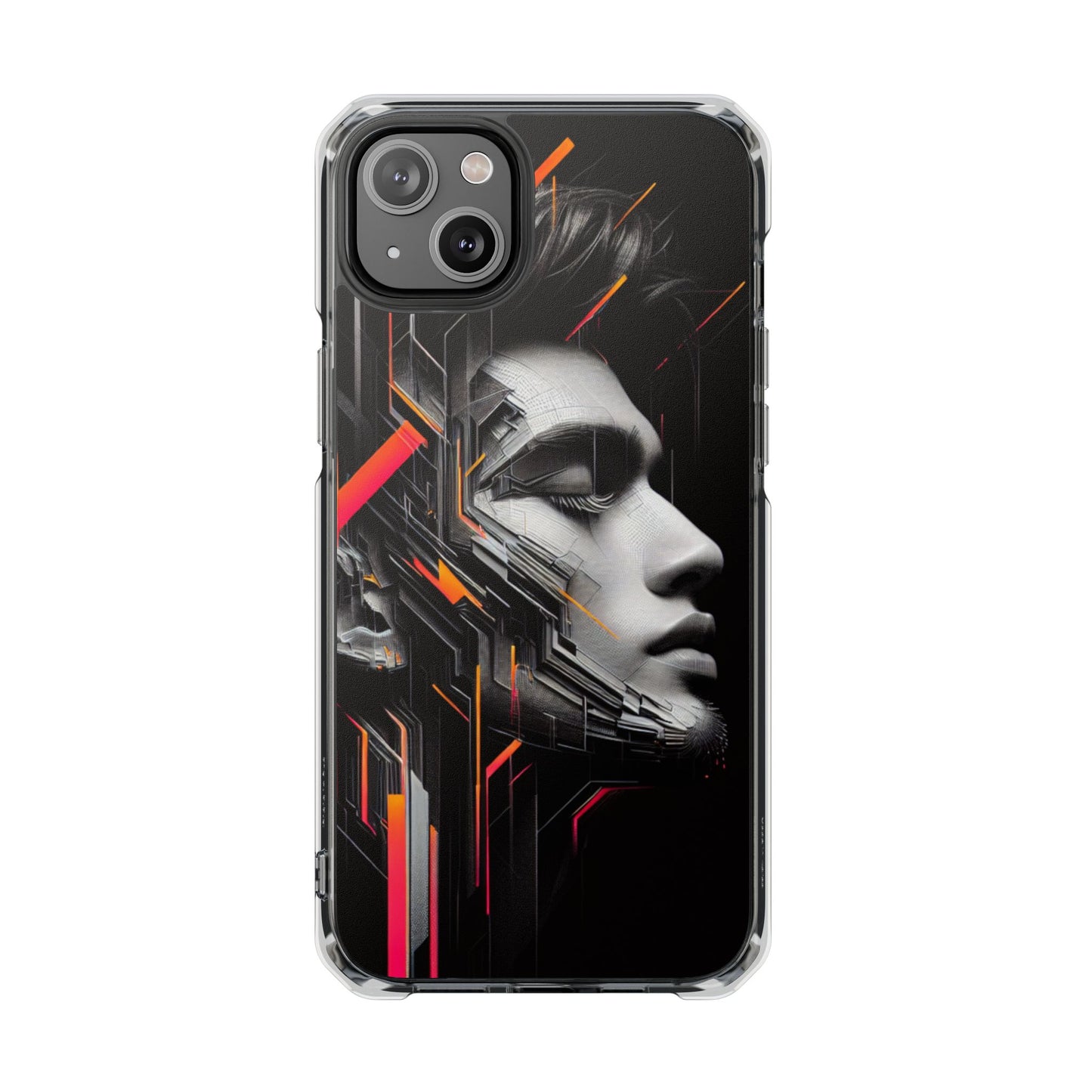 Magnetic Clear Impact Cases with Abstract Graphic, Stylish Phone Protection, Modern Gift for Tech Lovers, Unique Case