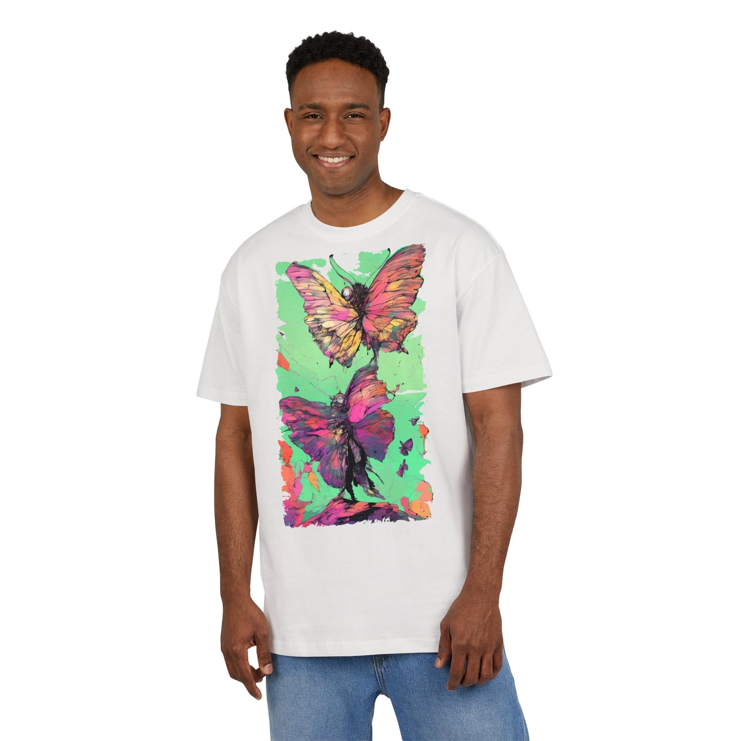 Colorful Butterfly Oversized Tee | Boho Style Tee, Spring Fashion, Nature Lover Gift, Festival Wear, Unique Graphic Shirt