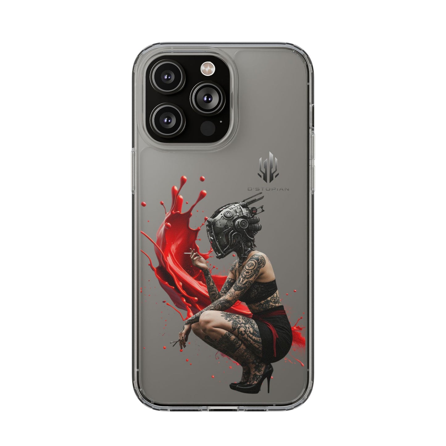Dystopian Art Clear Phone Case - Futuristic Style with Bold Design