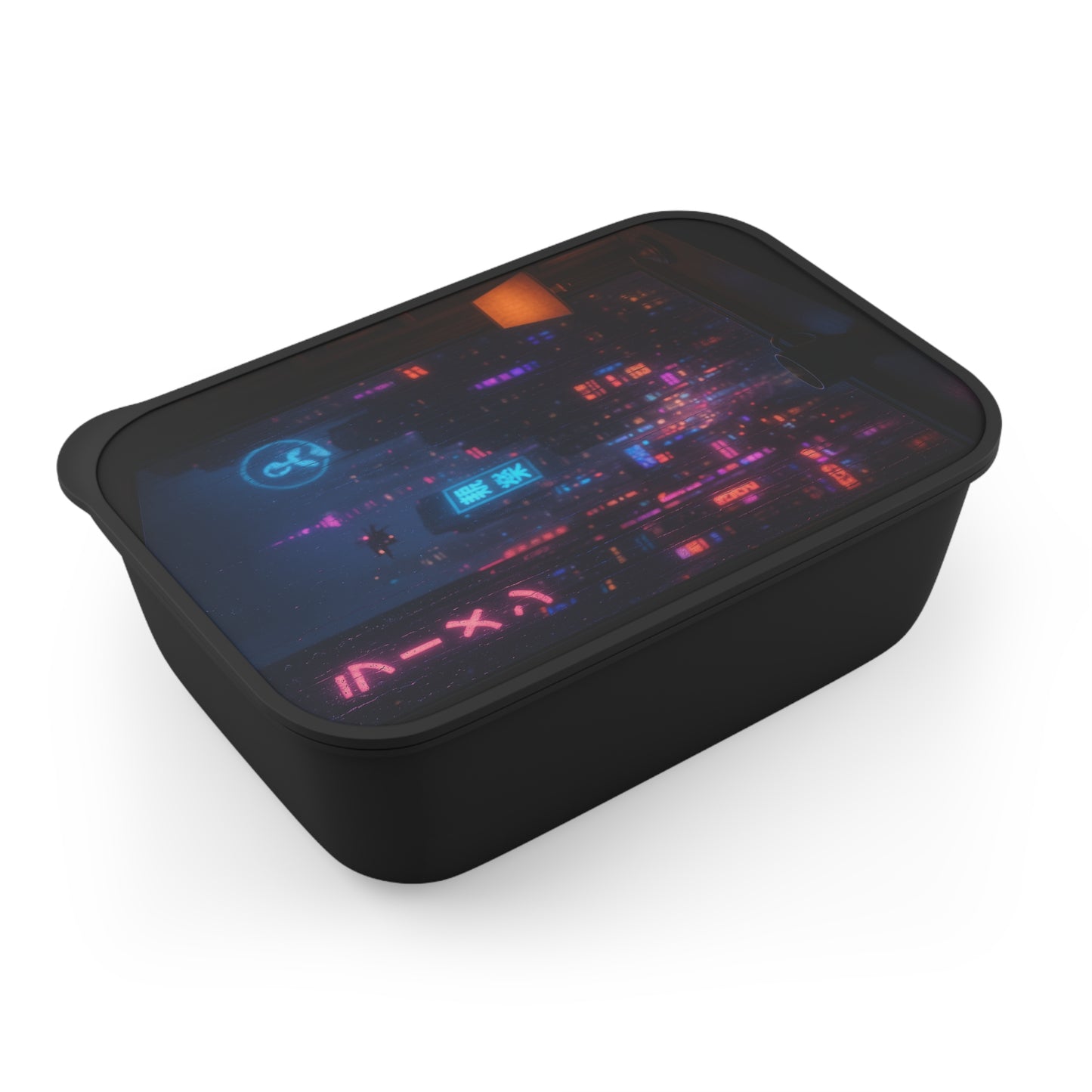 Aesthetic Bento Box with Neon City Design, Food Container, Lunch Box, Meal Prep, Eco-Friendly, Perfect for School and Work