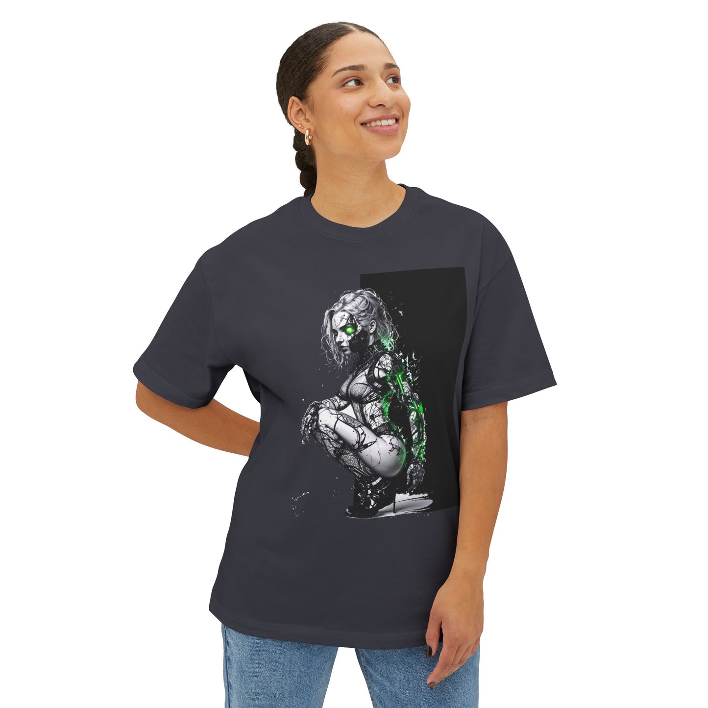 Cyberpunk-Inspired Unisex Oversized Tee, Streetwear T-Shirt, Graphic Tee for Art Lovers, Casual Wear, Unique Gift