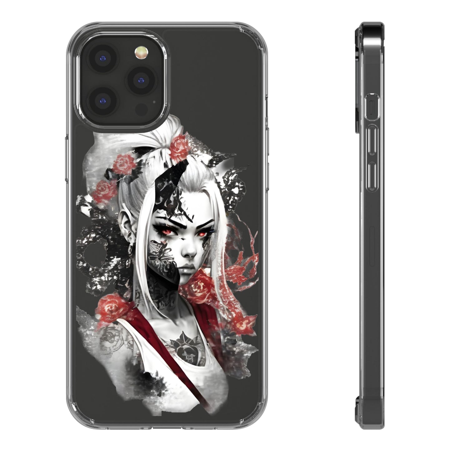 Artistic Clear Phone Case with Floral Design