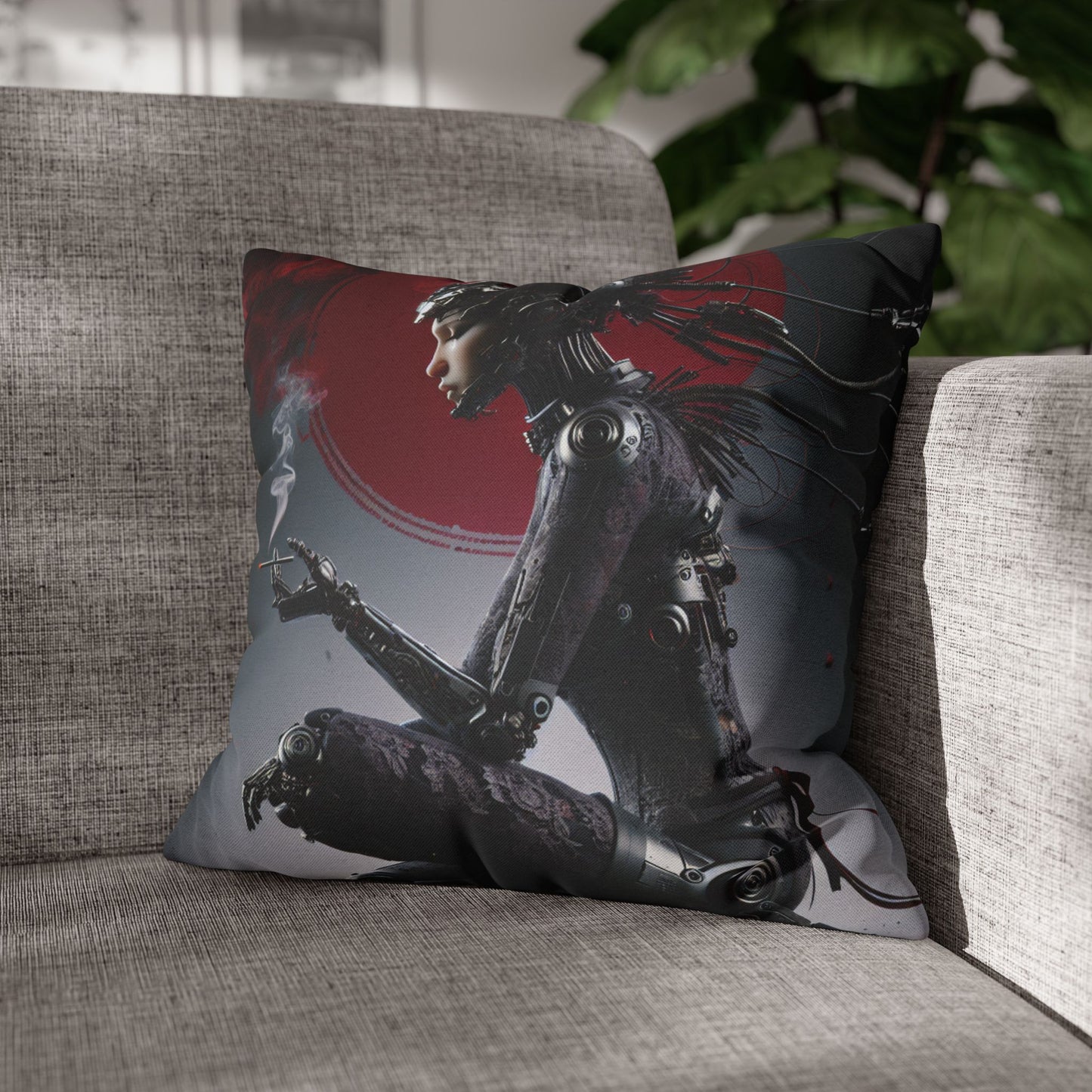 Futuristic Robot Love Pillowcase, Cyberpunk Decor, Gift for Tech Lovers, Modern Home Accent, Unique Housewarming Present