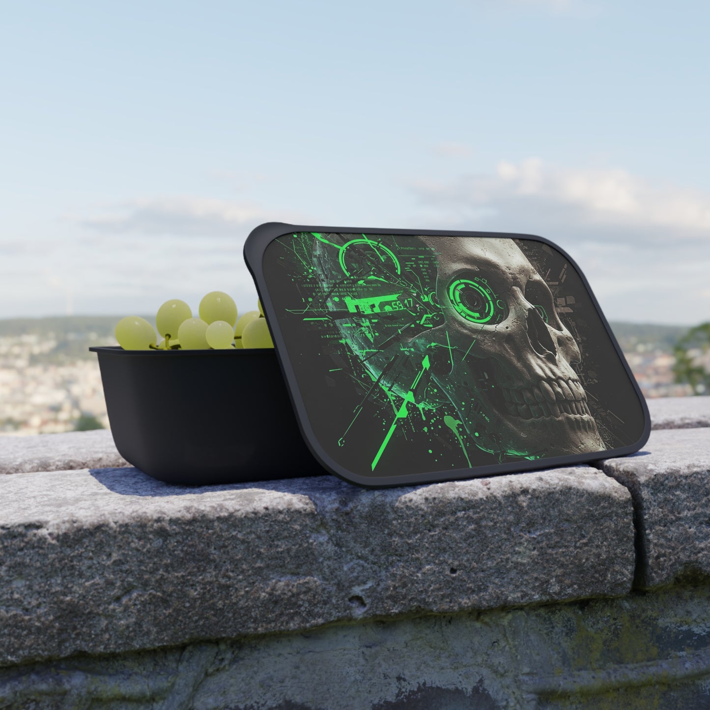 Edgy Skull Bento Box with Utensils | Goth Lunch Container, Eco-Friendly Meal Prep, Halloween Gift, Dark Aesthetic Kitchenware