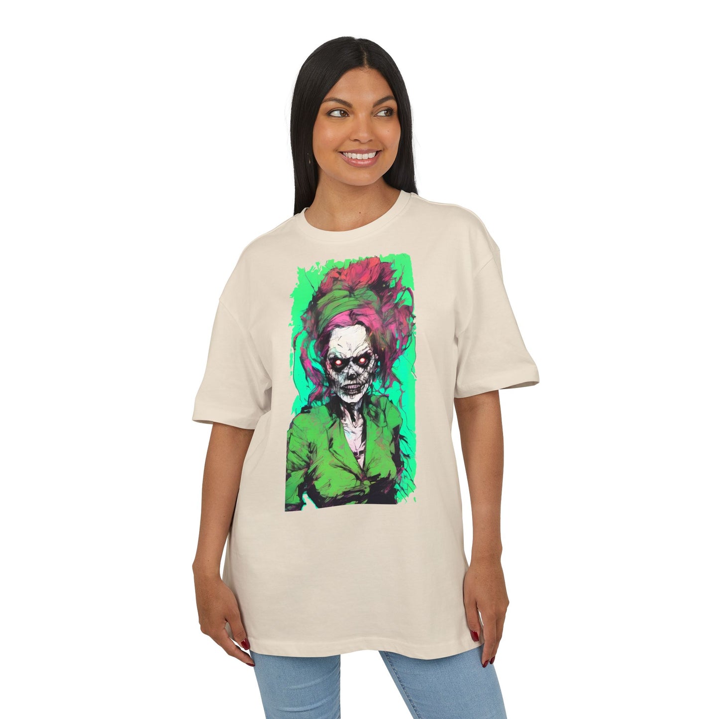 Vibrant Skull Art Oversize Tee, Unisex Graphic Tee, Edgy Streetwear Shirt, Perfect for Halloween, Gift for Art Lovers, Casual Comfort