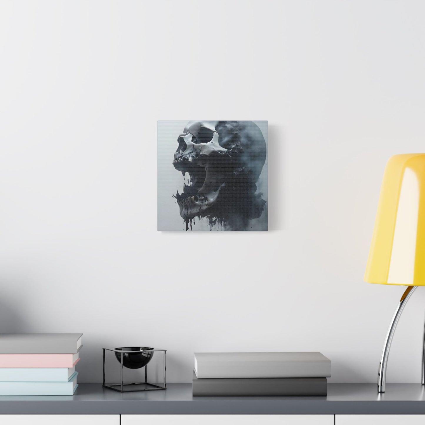 Skull Wall Art Canvas, Gothic Home Decor, Edgy Artwork for Halloween, Unique Gift for Him, Quirky Office Decor, Statement Piece
