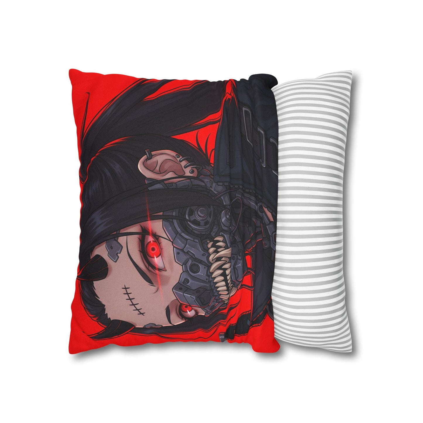 Gothic Anime Pillowcase, Decorative Throw Pillow, Cyberpunk Square Cushion, Bedroom Decor, Unique Gift for Fans, Cozy Home Accents