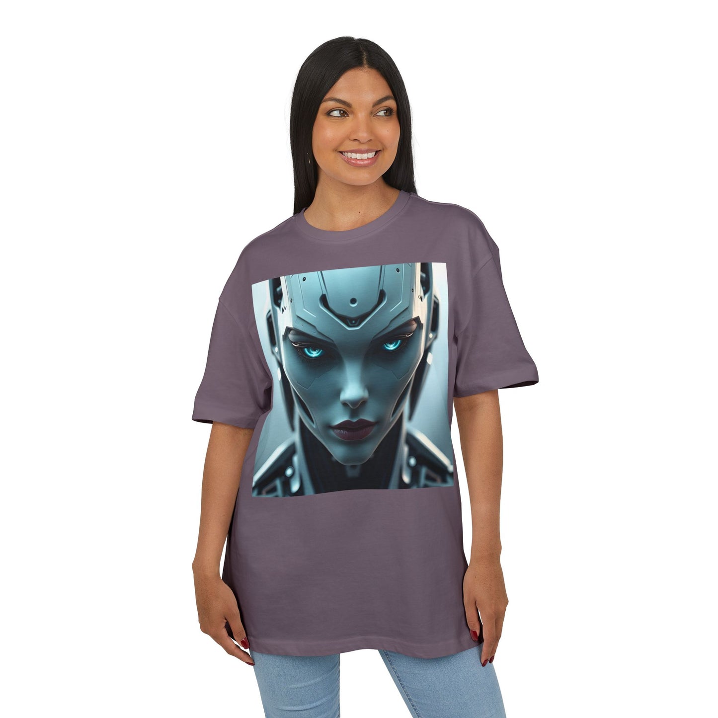 Futuristic Robot Oversize Tee, Cyberpunk Fashion, Unisex Graphic T-Shirt, Tech-Inspired Apparel, Unique Gift for Geeks