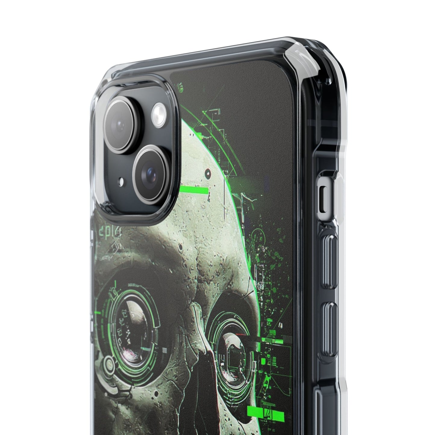 Gothic Skull Phone Case, Cyberpunk Design, Clear Impact Protection, Unique Gift for Him, Halloween Accessories, Tech Lover