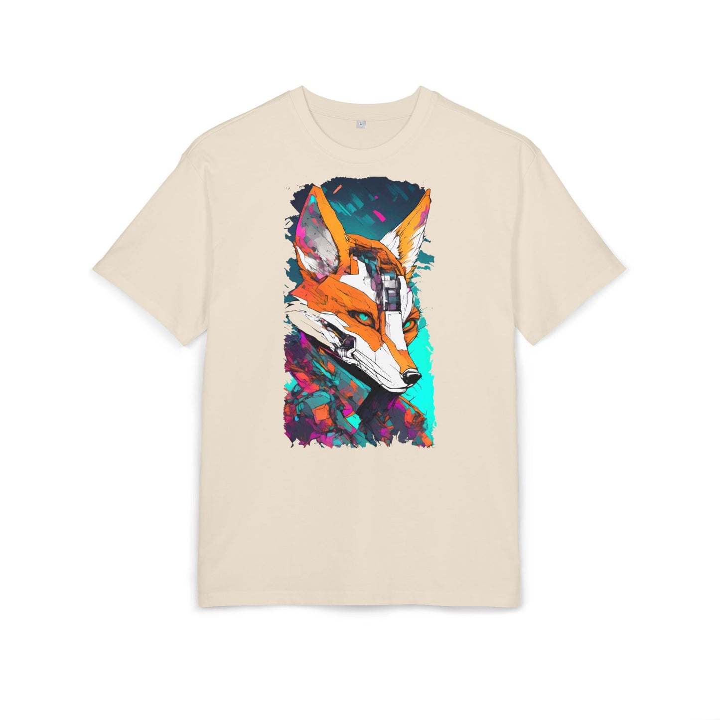 Futuristic Fox Design Unisex Oversize Tee, Graphic Tee, Cool T-Shirt, Unique Gift, Casual Wear