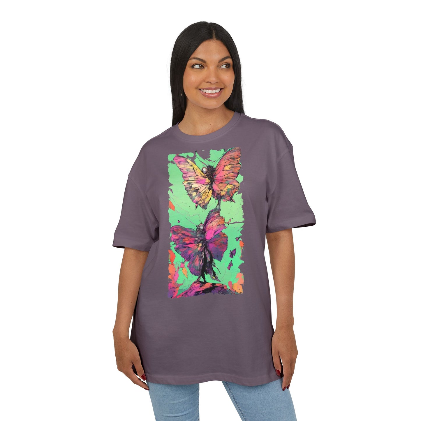 Colorful Butterfly Oversized Tee | Boho Style Tee, Spring Fashion, Nature Lover Gift, Festival Wear, Unique Graphic Shirt