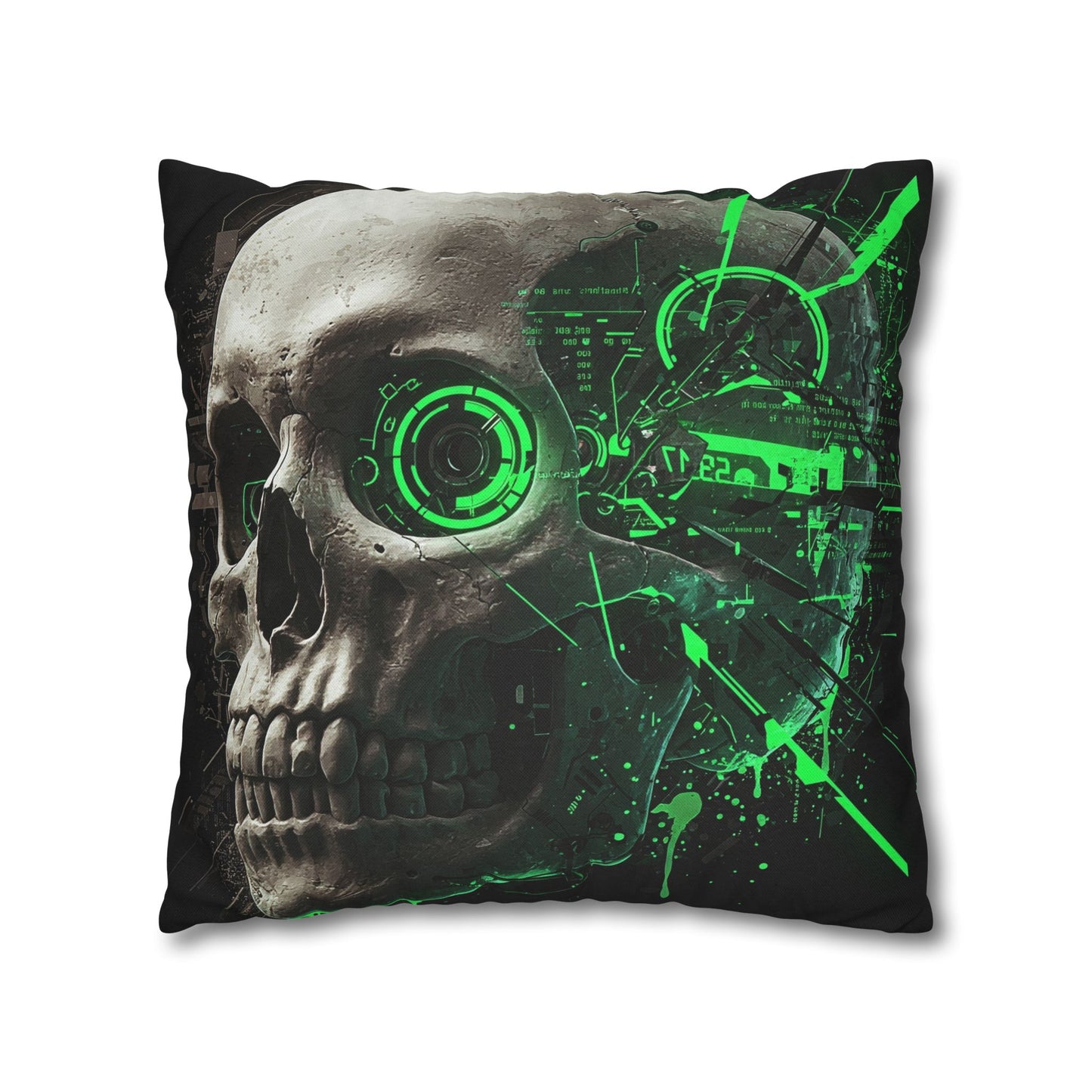 Futuristic Skull Pillowcase - Edgy Home Decor, Gothic Accessories, Cyberpunk Living Room, Halloween Decorations, Unique Gift Idea