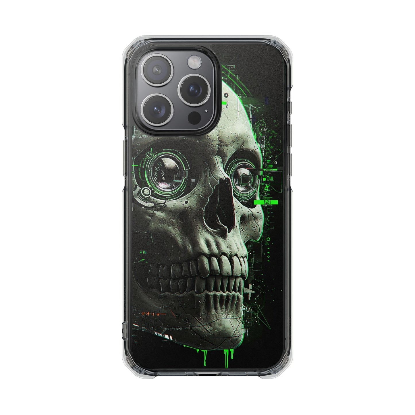 Gothic Skull Phone Case, Cyberpunk Design, Clear Impact Protection, Unique Gift for Him, Halloween Accessories, Tech Lover