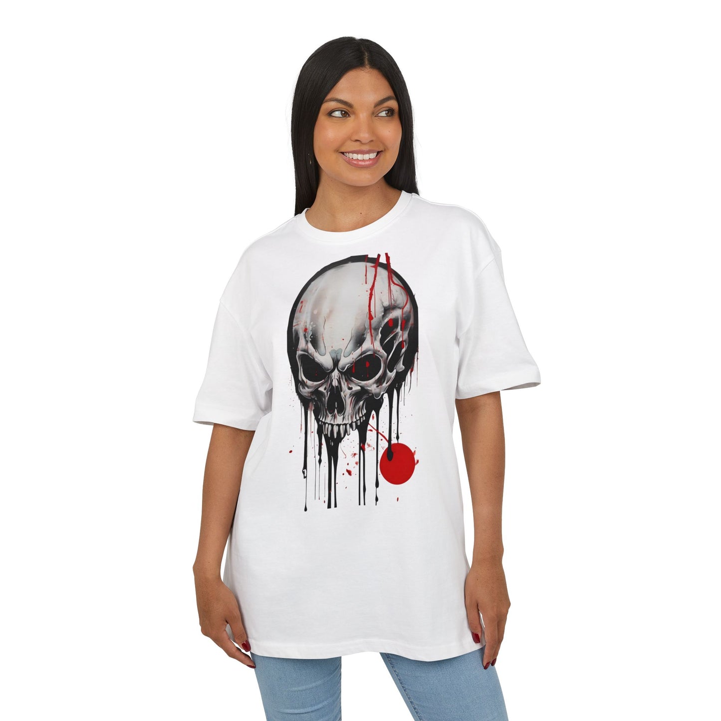 Gothic Skull Oversized Tee - Trendy Streetwear for Music Lovers, Grunge Style, Halloween Costume, Alternative Fashion, Graphic Tee