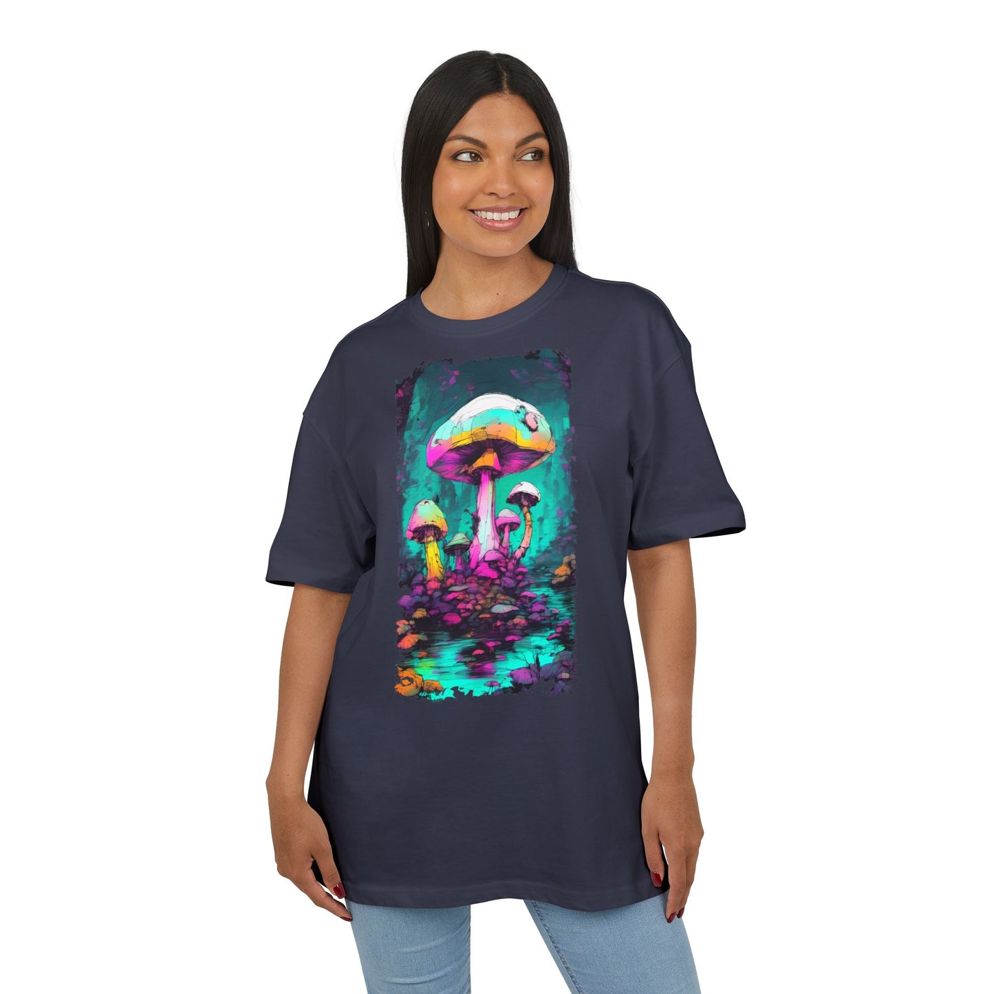Psychedelic Mushroom Unisex Oversized Tee, Retro Graphic T-Shirt, Festival Wear, Street Style, Unique Gift for Nature Lovers