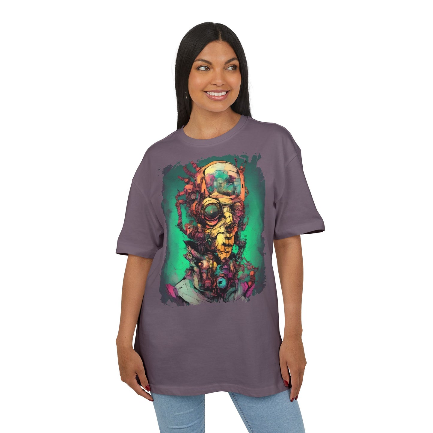 Artistic Oversize Tee Featuring Abstract Portrait, Unisex T-Shirt, Cool Graphic Tee, Streetwear Style, Unique Gifts for Art Lovers