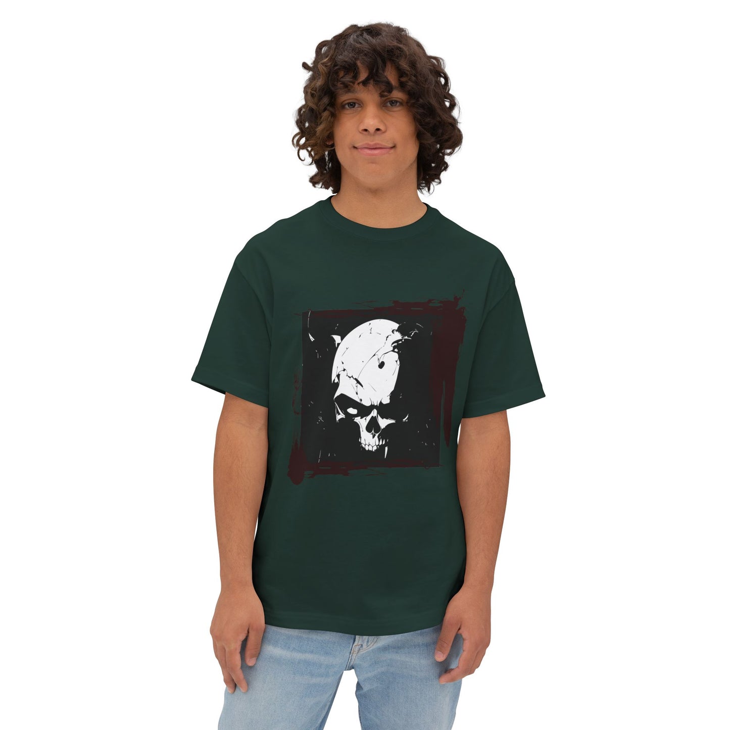 Edgy Skull Graphic Tee | Unisex Oversized Boxy Tee for Casual Wear, Halloween, Street Style, Gift for Him/Her, Unique Fashion