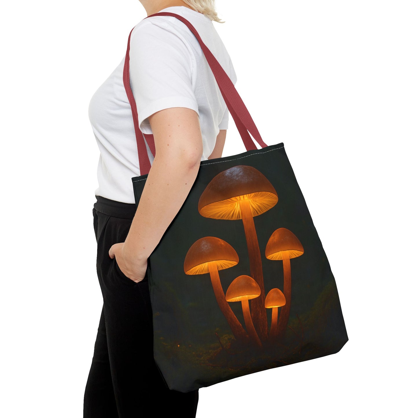 Illuminating Mushroom Tote Bag, Eco-Friendly Grocery Bag, Boho Chic Canvas Purse, Gift for Nature Lovers, Festival Tote