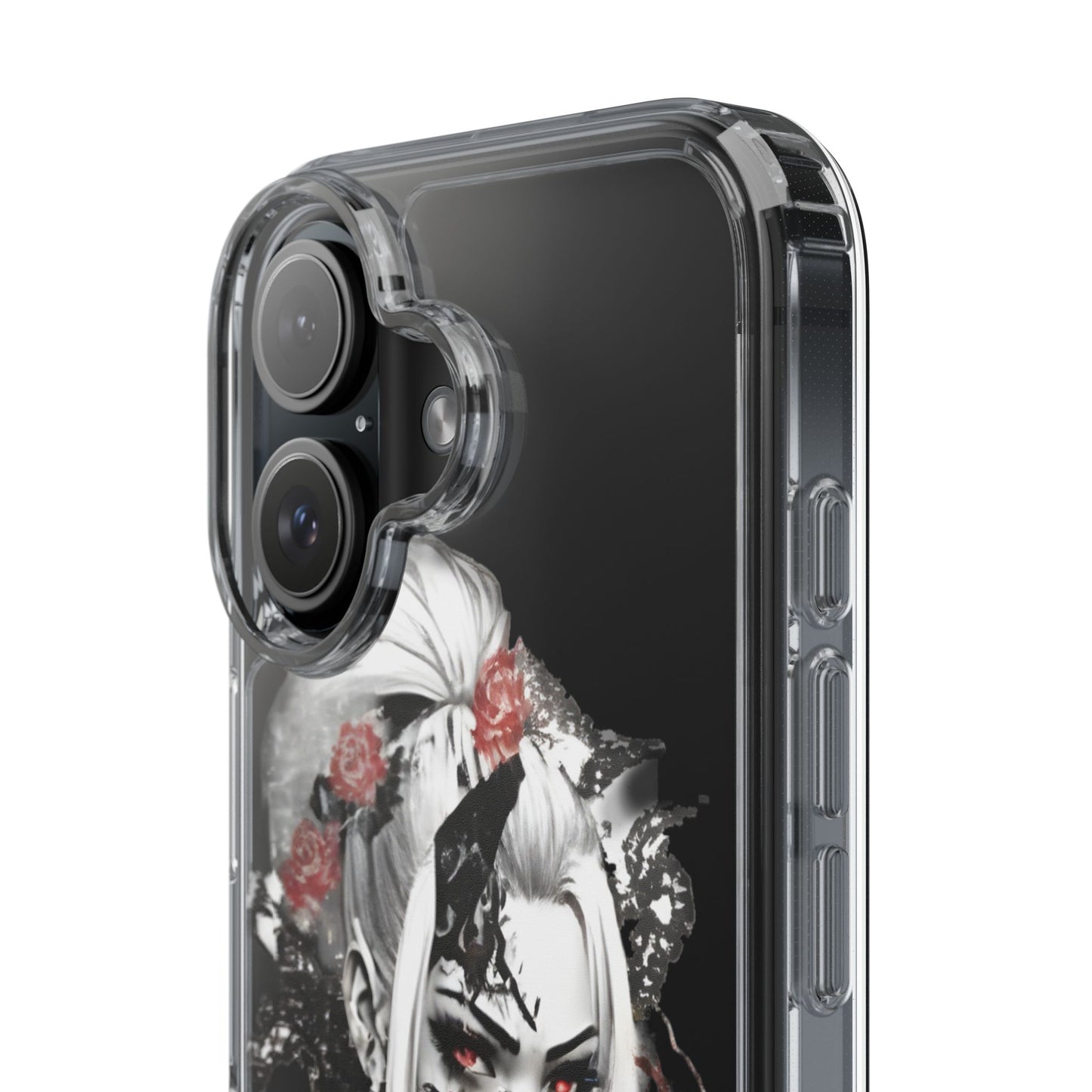 Artistic Clear Phone Case with Floral Design