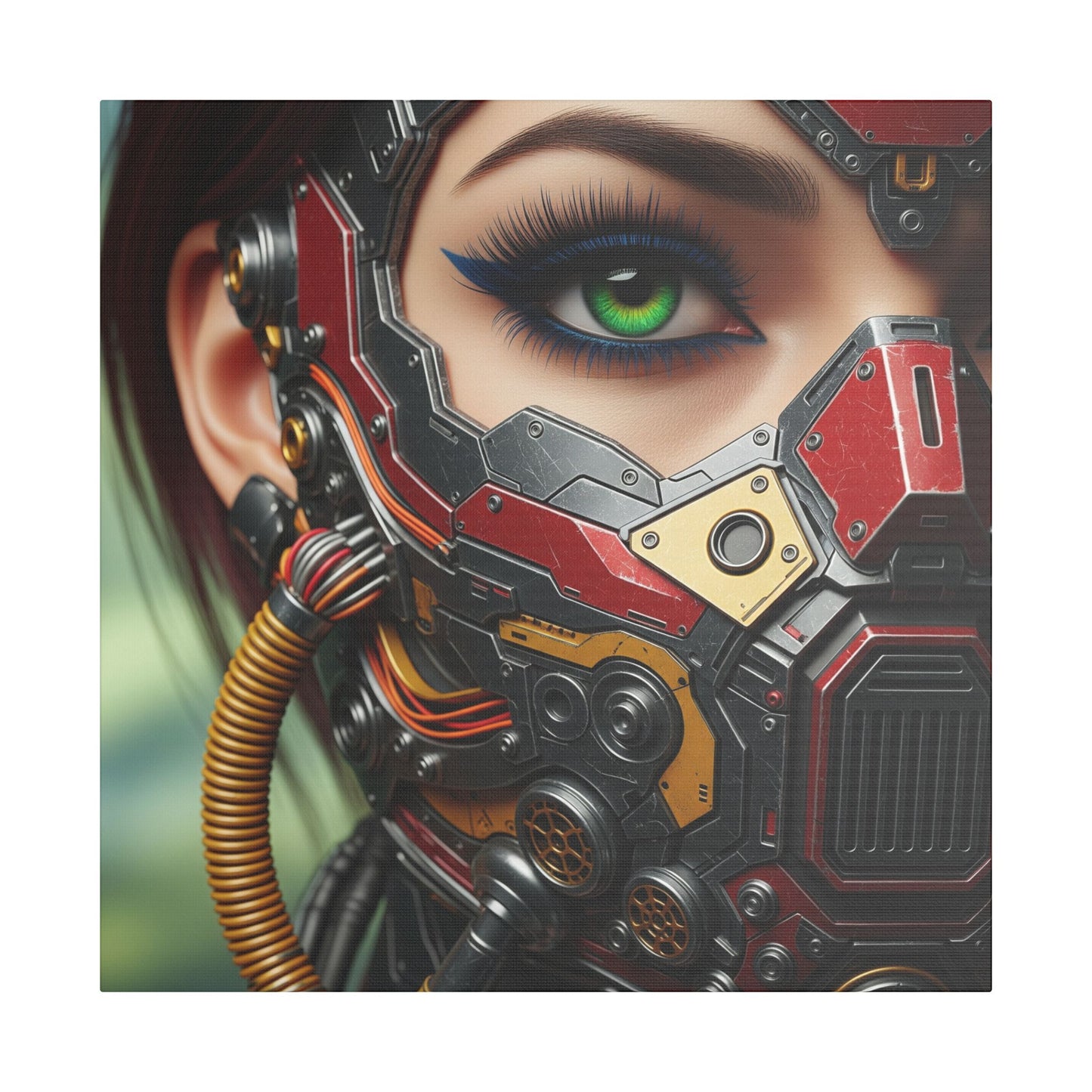 Stretched Canvas Art Print, Futuristic Wall Decor, Cyberpunk Artwork, Modern Home Decor, Unique Gift for Tech Lovers