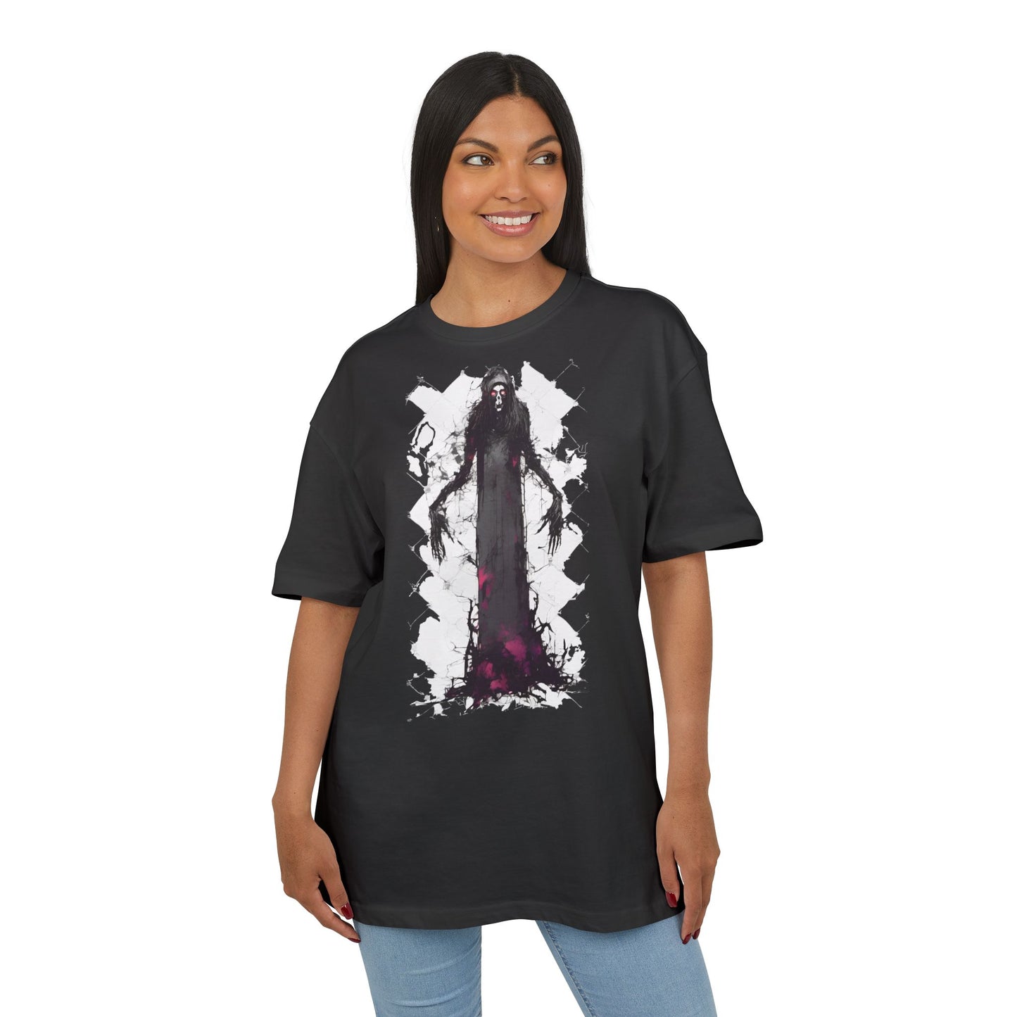 Eerie Spirit Unisex Heavy Oversize Tee, Halloween Costume T-Shirt, Casual Graphic Shirt, Gothic Tee, Spooky Art Apparel