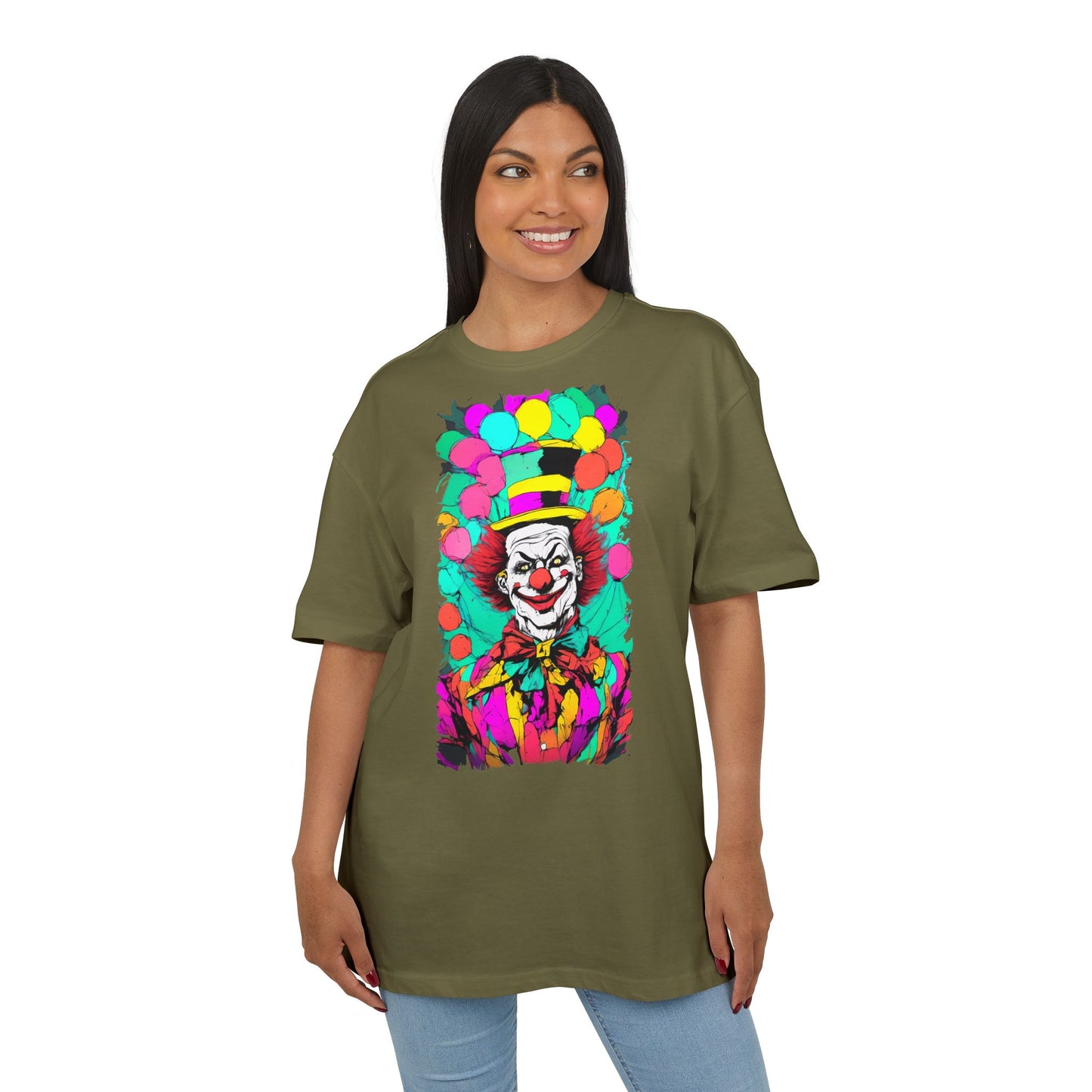 Colorful Clown Graphic Unisex Oversize Tee | Fun Wear, Festival Outfit, Circus Theme, Unique Gift, Statement Shirt