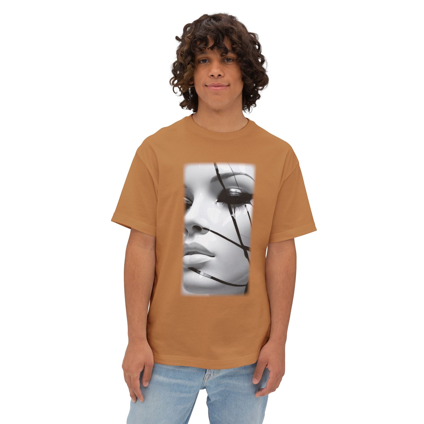 Chic Oversized Graphic Tee with Striking Design, Streetwear, Casual Style, Fashion Statement, Gift for Art Lovers