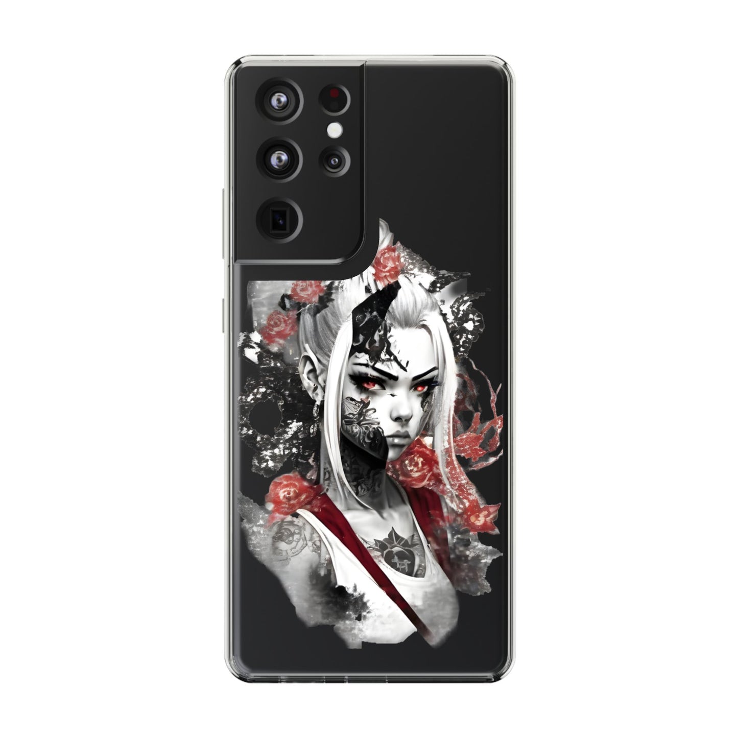Artistic Clear Phone Case with Floral Design