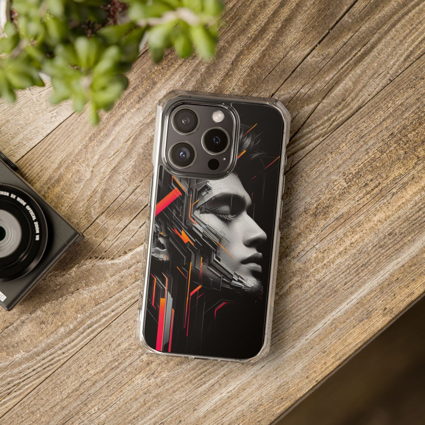 Magnetic Clear Impact Cases with Abstract Graphic, Stylish Phone Protection, Modern Gift for Tech Lovers, Unique Case